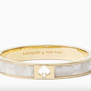 NEW Kate Spade Hole Punch Spade 10mm Spade Hinge Bangle Cream White w/ Receipt